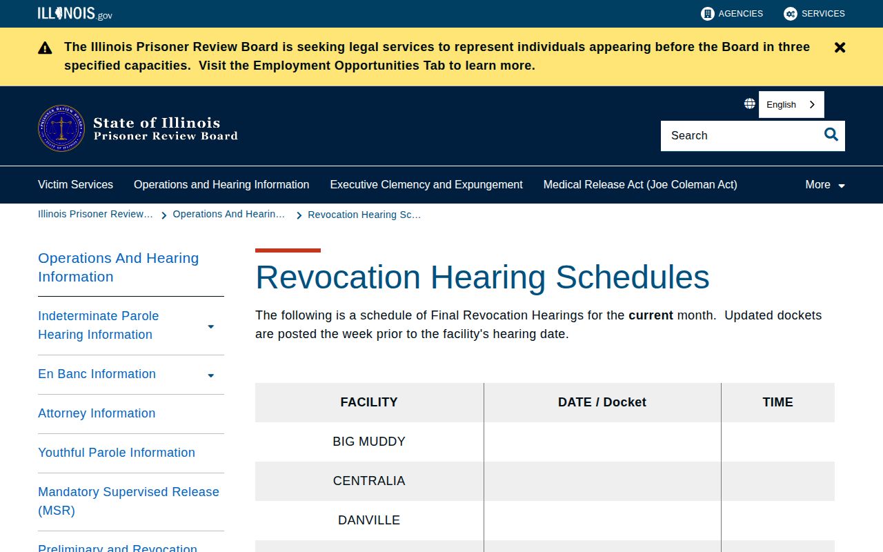 Illinois supervision revocation source for Edwards County parole records